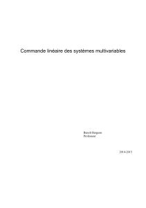 Commande Lineaire des Systemes Multivariables