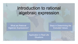 Introduction to rational algebraic expression