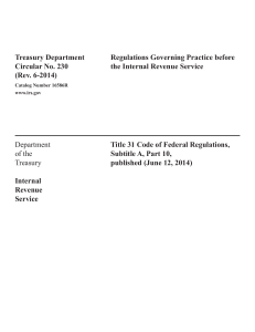 Treasury Department Circular No. 230 (Rev. 6-2014)
