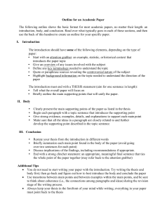 Academic Paper General Outline