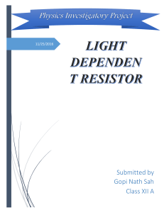 Physics Investigatory Project LIGHT DEPE