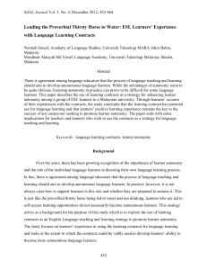 Leading the Proverbial Thirsty Horse to Water- ESL Learners’ Experience with Language Learning Contracts