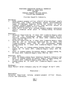 PERATURAN PEMERINTAH REPUBLIK INDONESIA NOMOR 36 TAHUN 1959 TENTANG PANGKAT-PANGKAT MILITER KHUSUS, TITULER DAN KEHORMATAN