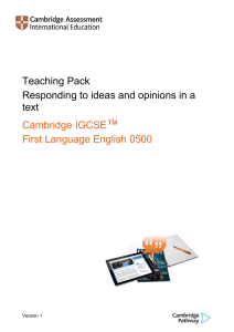 IGCSE English: Responding to Ideas & Opinions