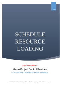 Schedule Resource Laoding Training Maual 2021