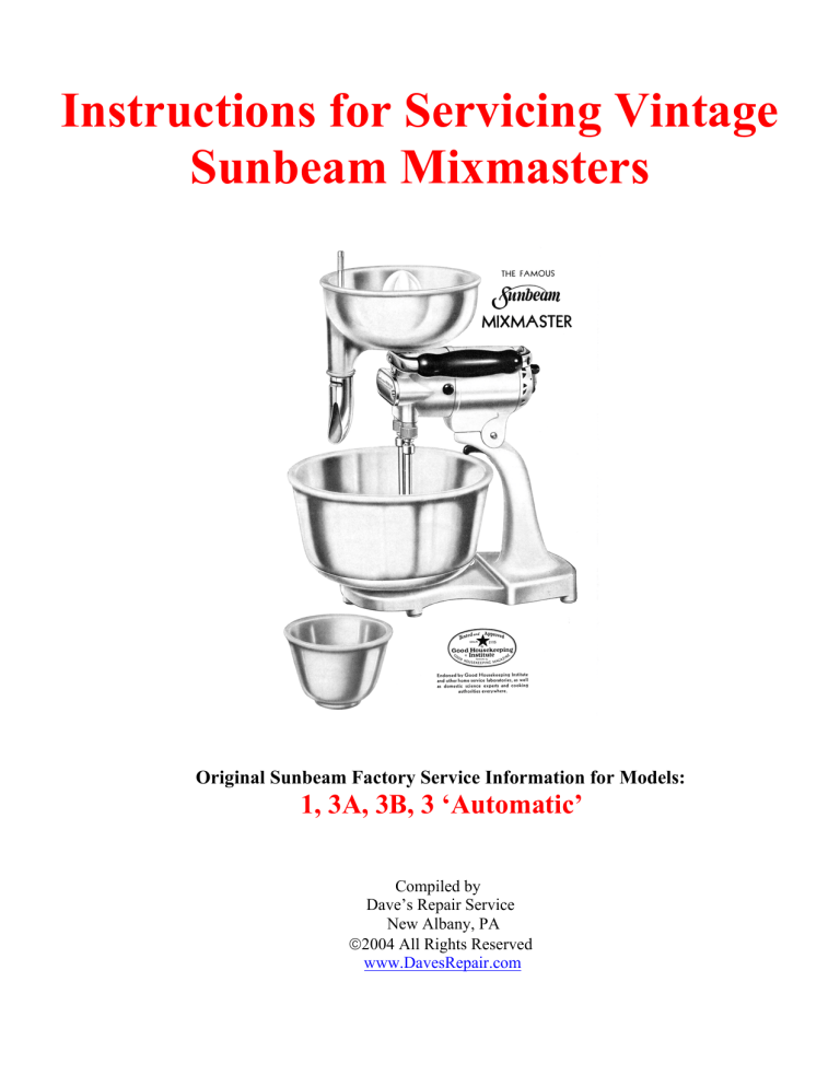 Vintage Sunbeam Mixmaster Model 12 maintenance and service Part 1  disassembly 