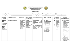 Drug Study: Bronchodilators & Corticosteroids