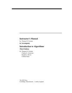 (3rd) Thomas H. Cormen - Instructor’s Manual for Introduction to Algorithms Third Edition