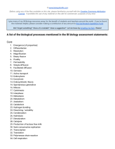 Biology HL - Processes