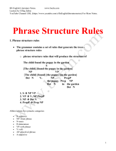 Phrase Structure Rules: Linguistics Lecture Notes