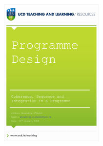 programme design - coherence sequence and integration in a programme