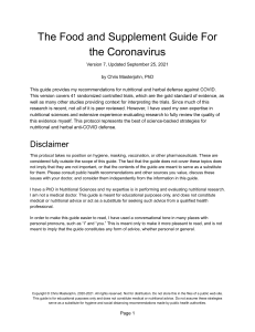 The Food and Supplement Guide for the Coronaviru