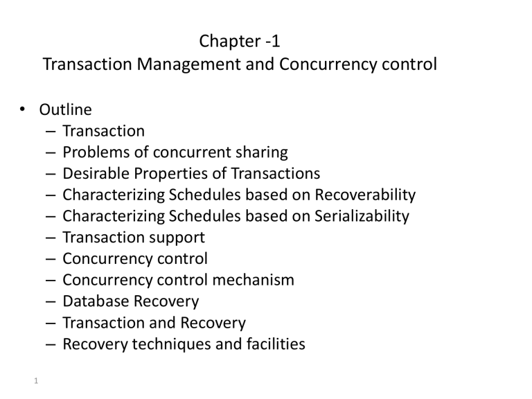 Chapter 1 Transaction Managemeent And Concurrency Control