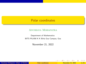 Polar coordinates LECTURE PRESENTATION