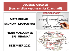 Materi 09 Decision Analysis (Pendekatan Kuantitatif) 2022 SPS PDF