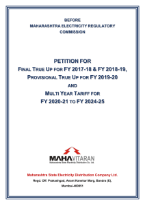 Final True-up for FY'18 & '19, Provisional True-up for FY'20, MYT for FY'21 to FY'25