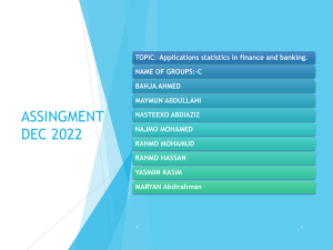Statistics in Finance and Banking