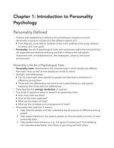 Personality Textbook Notes Chpt 1-6