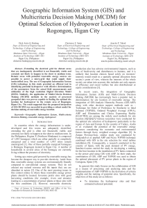 Geographic Information System GIS and Multicriteria Decision Making MCDM for Optimal Selection of Hydropower Location in Rogongon Iligan City
