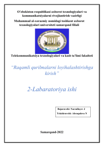 Raqamli qurilmalarni loyihalashtirish laboratoriya ishi