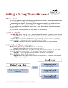 Writing Strong Thesis Statement Access