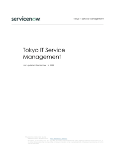 Tokyo Service Portfolio Management