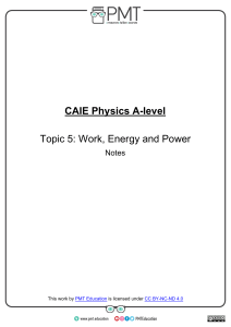 Notes - Topic 5 Work, Energy and Power - CAIE Physics A-level