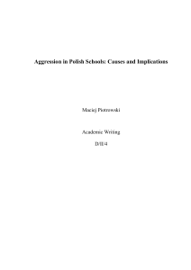 Aggression in Polish Schools Causes and Implications