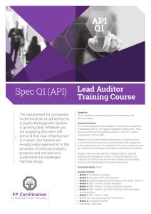 aWnU8 LT1020 Spec Q1  API  Lead Auditor Training Course 