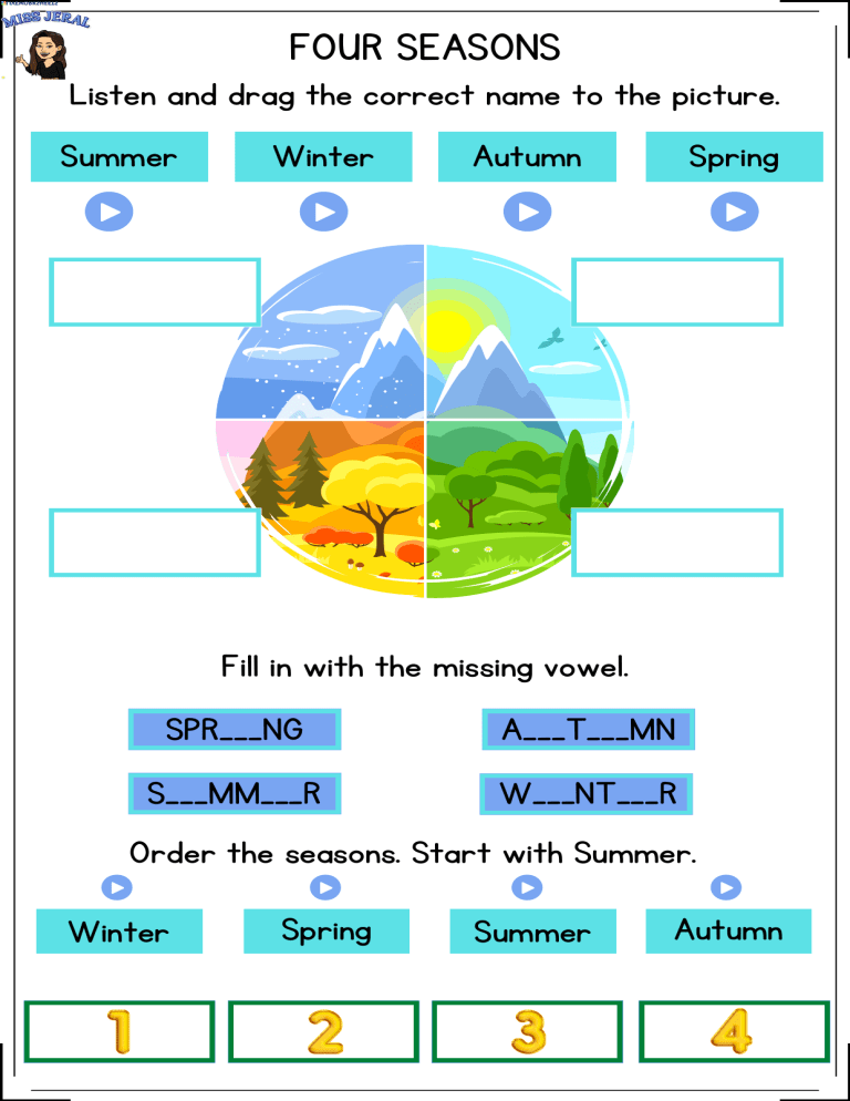 Four Seasons Worksheet For Kids