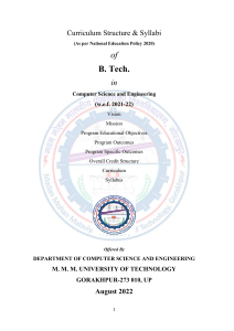 B.Tech CSE Curriculum & Syllabus - MMMUT Gorakhpur