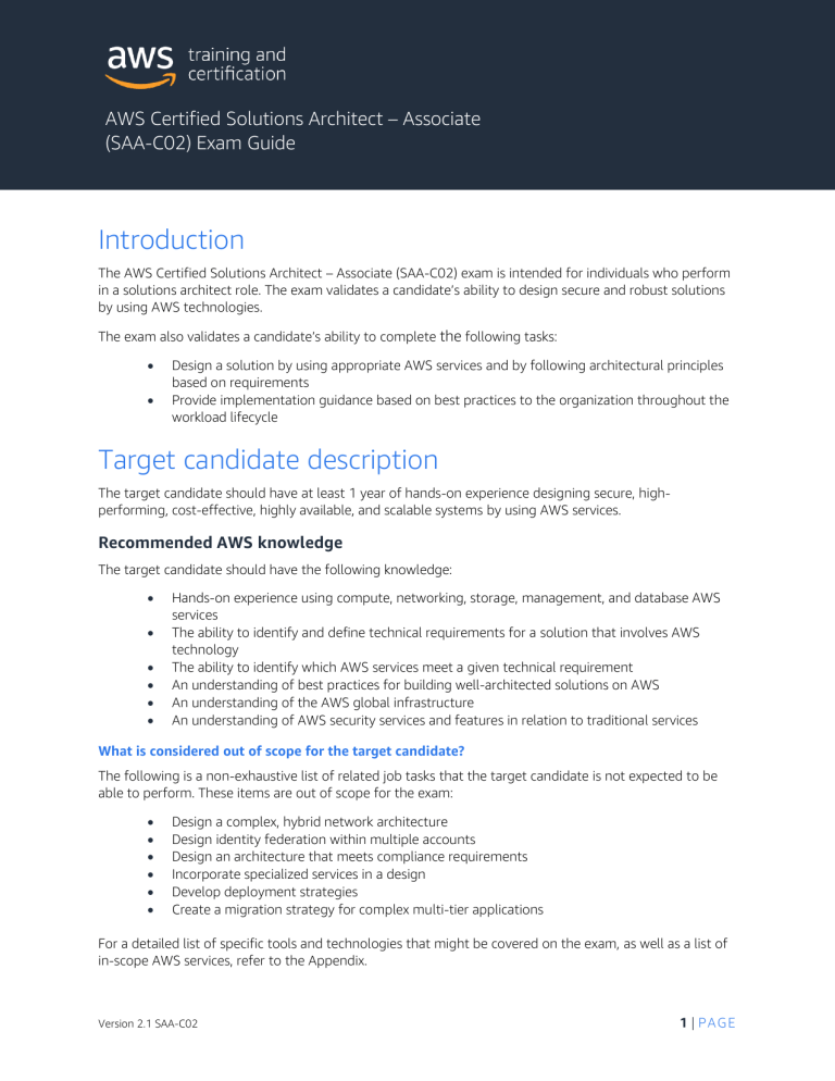 AWS-Certified-Solutions-Architect-Associate Exam-Guide