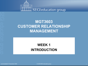 Chapter 1 Introduction customer relationship 