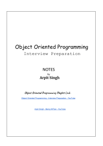 Object Oriented Programming Interview Notes