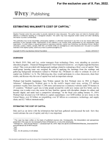 Estimating Walmart's Cost of Capital: A Case Study