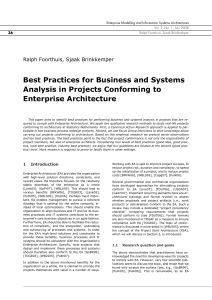 Best Practices For Business and Systems Analysis in Projects Conforming to Enterprise Architecture Example