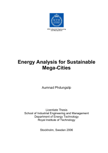 Energy Analysis for Sustainable Mega-Cities