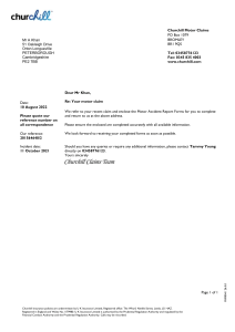 Motor Accident Report Form Covering Letter