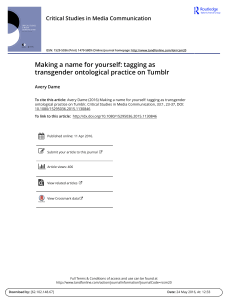 Making a name for yourself: tagging as transgender ontological practice on Tumblr - Avery Dame