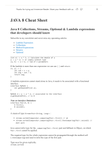 JAVA 8 Cheat Sheet