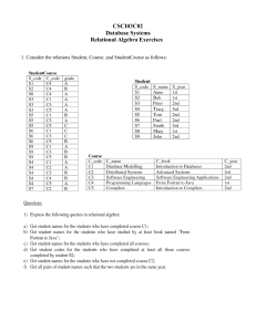 Relational Algebra Sheet