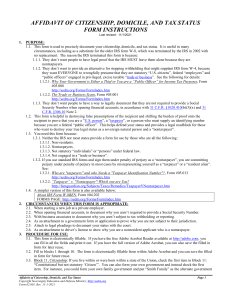 Citizenship Domicile & Tax Status - Affidavit Form - SEDM