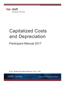 01b Capitalized Costs and Depreciation Participant Manual