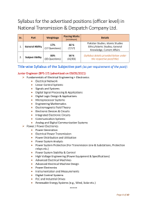 NTDC Officer Level Syllabus