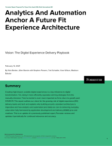 Analytics And Automation Anchor A Future Fit Experience Architecture