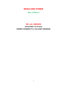 B.Sc . II-(PHYSICS) (Paper I RESOLVING POWER) BY-DR. ANAND KUMAR DWIVEDI-HEAD DEPARTMENT OF PHYSICS