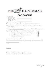 9.The Huntsman Estate- POPI Consent Form