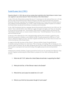 Lend-Lease Act & Pearl Harbor Context with Questions