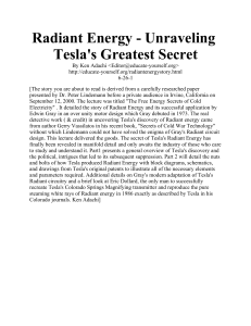 Radiant Energy Unraveling Teslas Greates