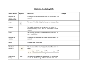 Statistics Vocabulary Sheet Secondary Math 1